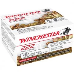 Winchester 22 Long Rifle - 36 Grain Hollow Point Copper Plated Ammo, 222-Round, 22LR222HP