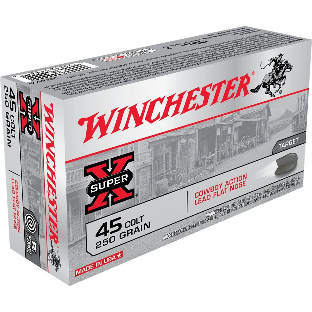 Winchester 45 Colt - 250 Grain Cowboy Action Lead Flat Nose Ammo, 50-Round, USA45CB 3 Winchester 45 Colt - 250 Grain Cowboy Action Lead Flat Nose Ammo, 50-Round, USA45CB