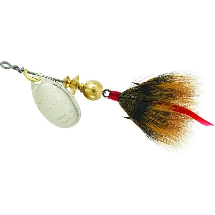 Mepps Aglia - Dressed Treble Silver Blade with Brown Tail #0 (1/12 OZ), B0ST S-BR 3 Mepps Aglia - Dressed Treble Silver Blade with Brown Tail #0 (1/12 OZ), B0ST S-BR