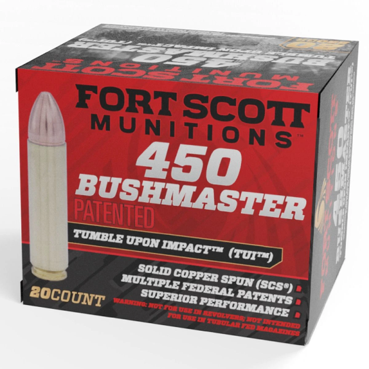 Fort Scott Munitions 450 BUSHMASTER 250 Grain Centerfire Rifle Ammunition, 450BM-250-SCV1 3 Fort Scott Munitions 450 BUSHMASTER 250 Grain Centerfire Rifle Ammunition, 450BM-250-SCV1